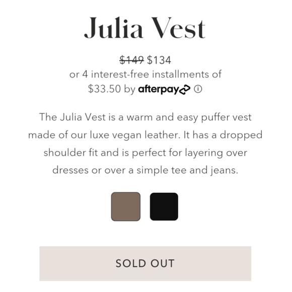 Heartloom Vegan Leather Puffer Vest - Small - Brown - Picture 4 of 5